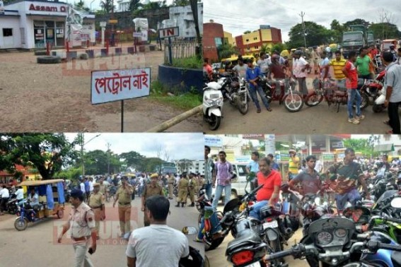 Ironical Tripura: No respite from acute petrol crisis, wide protest begins for petrol in isolated parts of the state, consumers blocked streets in demand of petrol, dilapidated NH brings along suffering for the people, Ministers in Slumber                